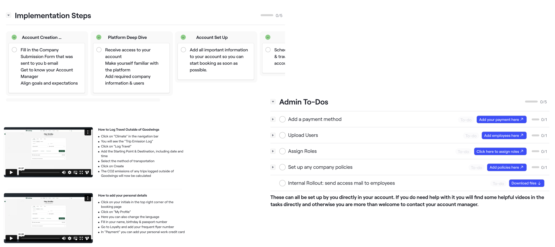 Visualisation of the Goodwings dock features for flexible an long-term onboarding of customers.