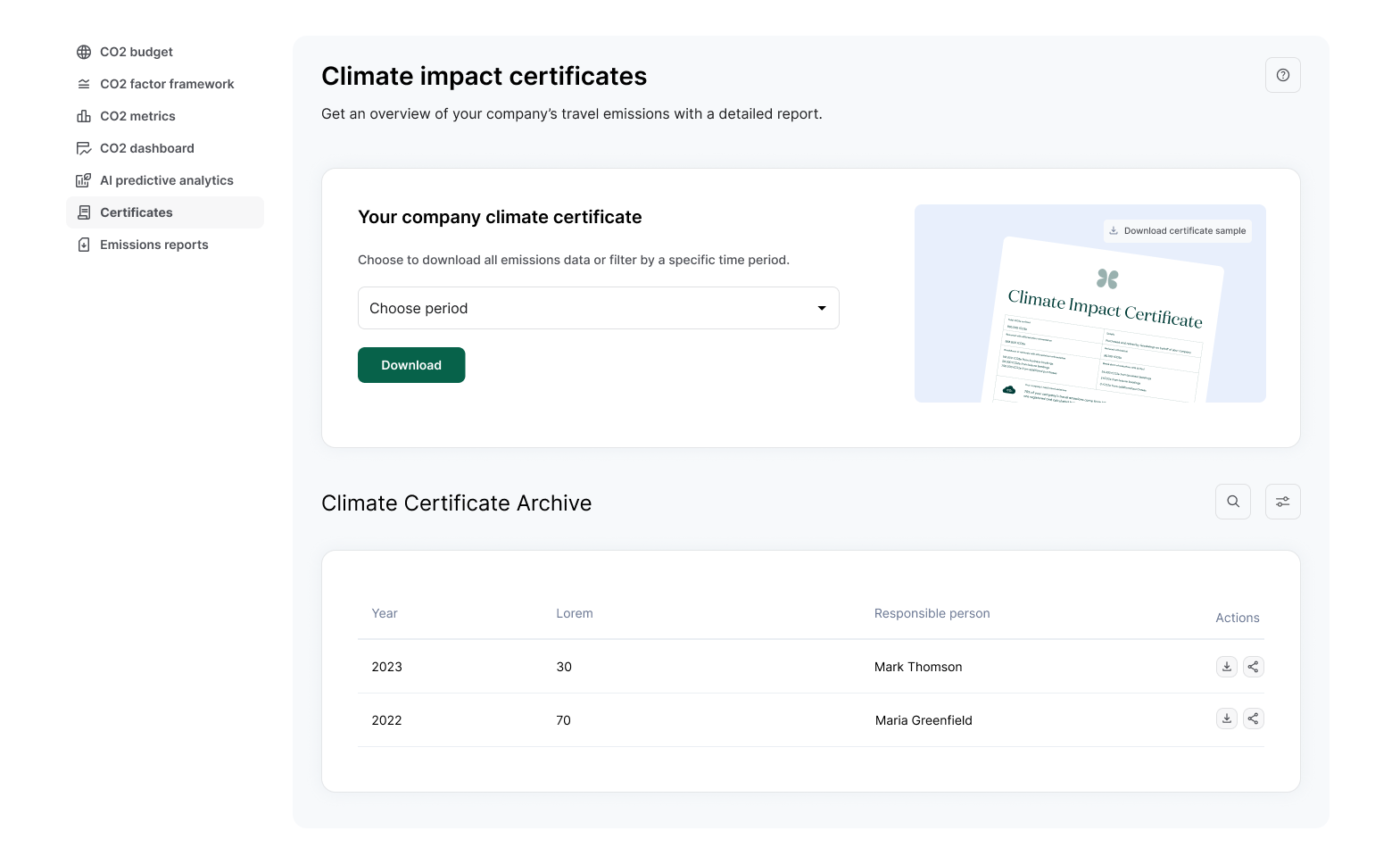 Download The Climate Impact Certificate and emission data on your Goodwings dashboard.