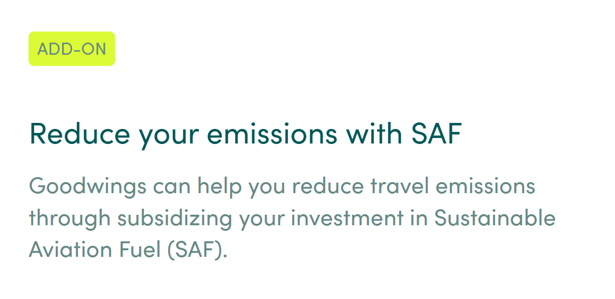 description of goodwings add on to reduce emissions with sustainable aviation fuel (SAF)