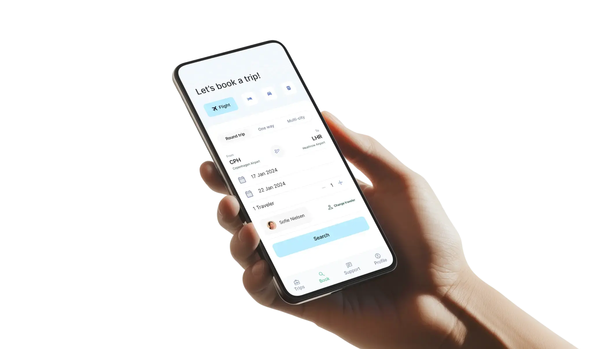 Goodwings mobile travel booking app interface