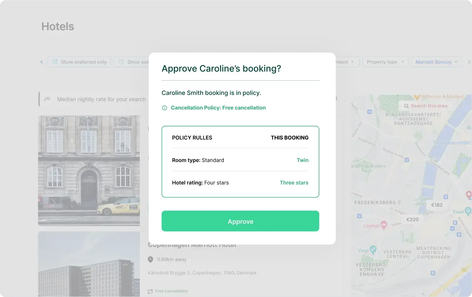 Visualization of booking approvals in the Goodwings platform
